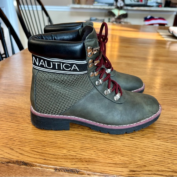 ⭐️ NAUTICA Womens Green Phoenix Round Toe Block Heel Lace-Up Hiking Boots 6 - Picture 5 of 12
